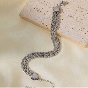 Silver Plated Stainless Steel Silver Rope Chain Bracelet Twisted Chain Bracelet